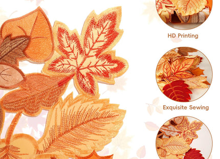 Fall Placemats Set of 4 14x20 Inch Autumn Maple Leaf Embroidered Mat