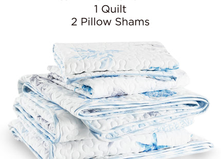 Bedsure Coastal Quilt Bedding - Queen Size Reversible Summer Beach Quilt Bedding, Lightweight Ocean Bedspread, Coral Parttern Coverlet for All Seasons (90"x96")