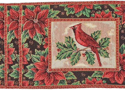 Violet Linen Seasonal Xmas Christmas Holiday Tapestry Pattern, Polyester Tapestry Jacquard, Cardinal Birds, 12 Inch by 18 Inch, Rectangle, Set of 4, Decorative Place Mats