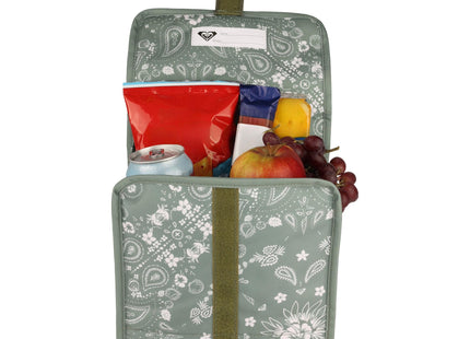 Roxy Insulated Lunch Bag | Reusable | Cooler | Snack Bag | Container | Picnic | Work | Leakproof | Beach | Vacation | Camping, Smiling Seagull - Oil Green Boho Bandana