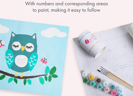 Pink Picasso Kits Olivia Owl Kids Paint by Numbers Kit, 8x10 Owl Art