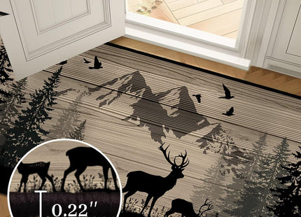 FONOGUXI Rustic Runner Rug 2x6 Hallway Rugs,Deer Cabin Wildlife Vintage Rug