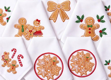 HunnmingRe 12 Pcs Gingerbread Christmas Cloth Napkins Set, 17x17 Inch