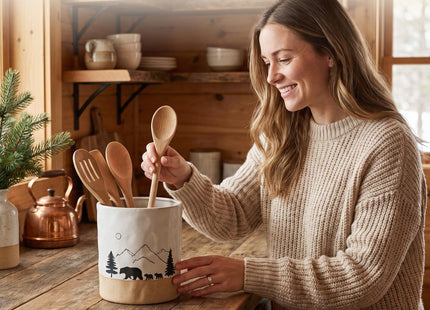 Ceramic Utensil Holder Nature Bear Design for Countertop utensil Crock