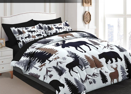 Pamnest Twin Comforter Set with Sheets, 5 Pieces Woodland Bear Bedding