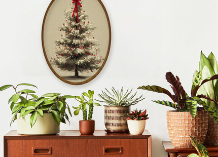 WULQYING Red Bow Christmas Tree Pine Oval Wall Art Decor Home 8.6x11.4