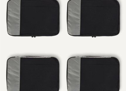 Amazon Essentials 4-Piece Packing Cubes Travel Accessories Set, Space-Saving Luggage Organizer with Double Zipper, Mesh Top Panel, Medium, Gray (Previously Amazon Basics)