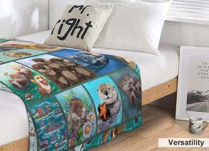 Sea Otter Blanket Otter Gifts for Girls Boys Woman Kids Ocean Throw Blankets Soft Blanket Warm Fleece Flannel Plush Blankets for Bed Sofa Couch 40"x50"