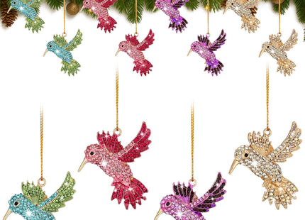 Yuntau 8 Pcs Crystal Christmas Hanging Ornaments, Hummingbird