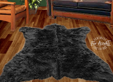 Fur Accents Faux Bear Skin Rug Faux Fur (5'x8', Black Bear)