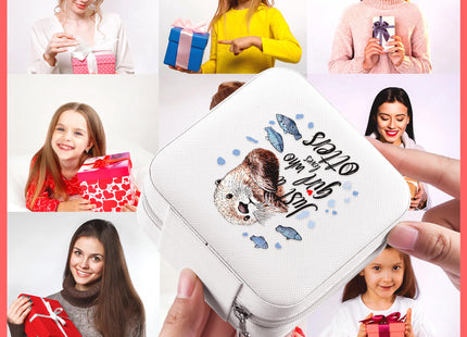 BJDAMAI Otter Jewelry Box, Gifts For Teens Girls, Otter Lovers Stuff Items Accessories Things Merchandise Decor Merch, Travel Ring Earrings Necklace Organizer Holder!