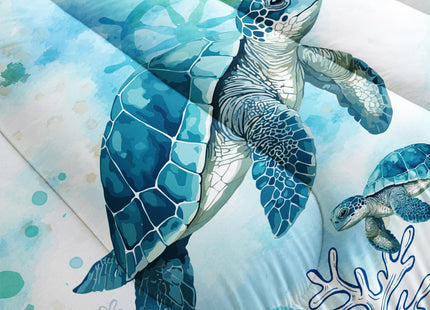 Nttopship Azure Sea Turtle Comforter Set - Twin Size, Ocean Theme Bedding Set for Kids - All Season Comforter and 2 Pillowcases