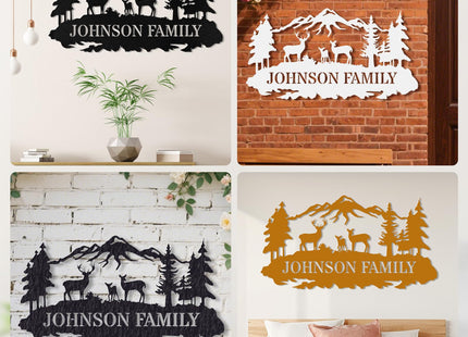 Custom Sign, Custom Metal Sign Customized Family Name Sign, Woodland Deer Metal Sign for Mother's Day Father's Day, Rustic Deer Hunter Gift Outdoor Decor Cabin Decor Home Decor Porch Wall Art Sign