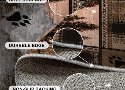 Rustic Lodge Rug for Cabin, 2x6ft, Western Country Bear Runner Rug, Bear Cabin Kitchen Rugs, Non-Shedding & Easy to Clean, for Hallway Foyer Entryway
