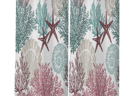 Llylumty Coastal Window Curtains Grommet Drapes Nautical Ocean Beach Sea Shells Starfish Themed Window Curtains,Grommet Blackout Curtain for Living Room Kitchen,Red Green 42x45in