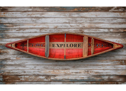 Personalized Custom Wooden Wall Art - Rustic Red Canoe Sign for Cabin and Lake House Decor - Handcrafted UV Printed Solid Wood Plaque for Living Room, Office, Unique Gift(Style D)