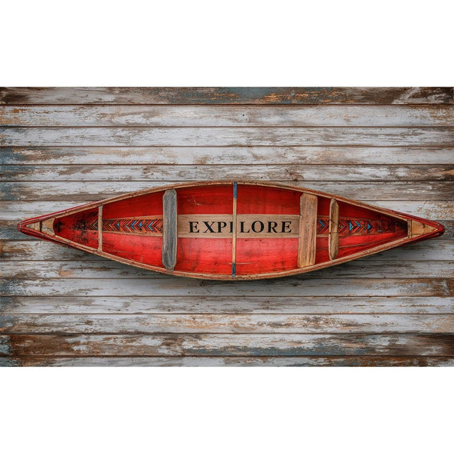 Personalized Custom Wooden Wall Art - Rustic Red Canoe Sign for Cabin and Lake House Decor - Handcrafted UV Printed Solid Wood Plaque for Living Room, Office, Unique Gift(Style D)