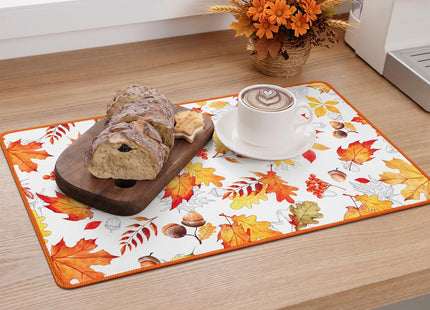 SHACOS 2 Pack 12x19 Inch Fall Dish Drying Mat, Maple & Nuts