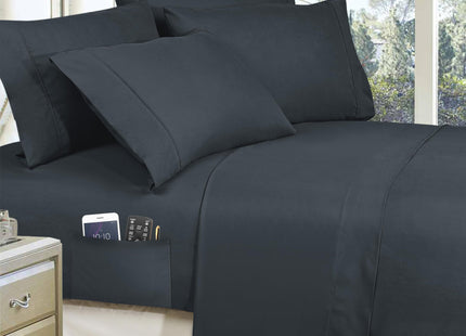 Elegant Comfort 8- Piece Lodge Plaid Reversible Comforter Set Bed-in-a-Bag Set - Silky Soft Complete Set Includes Bed Sheet Set with Double Sided Storage Pockets, Full/Queen, Gray