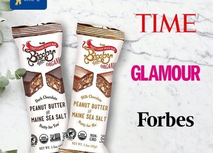 Bixby 12 Bars of Organic Dark Chocolate - Gluten Free Peanut Butter and Real Sea Salt - Non GMO Kosher Protein Snack with Clean Ingredients - Organic Bulk Chocolate Bars - 12 Bars, 1.5oz each