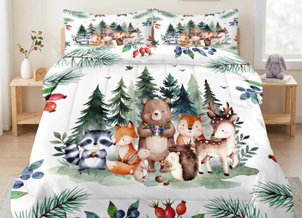 Pamnest Twin Comforter Set, 2 Pieces Woodland Animal Bedding, All Season