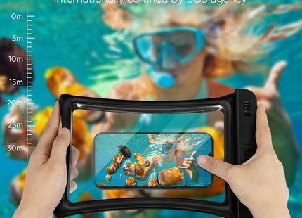 CACOE Floatable Waterproof Phone Pouch 2 Pack Up to 10.0", Black+Green