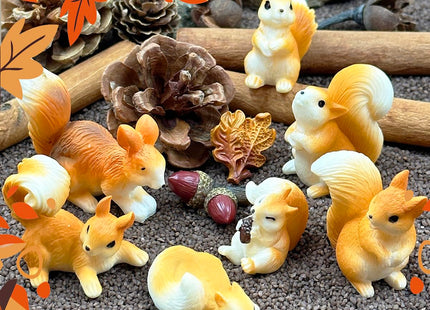 21 Mini Resin Squirrel,Miniature Squirrel Figurines for Garden Accessories
