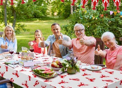 Flutesan 2 Pcs Crawfish Tablecloth 2 Pcs Lobster Banner Boil Party Decor