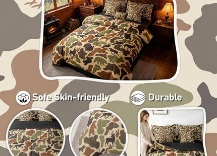 Feelyou Camo Deer Bear Comforter Set Queen Size Kids Boys Girls