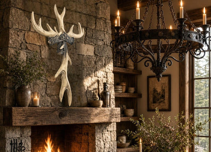 Bellaa Wall Art, Cross, Antler, Deer, Hunting, Lodge, Cabin, Woodland