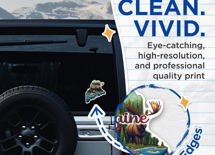 (2 Pack) Maine State Shape Stickers - ME State Sticker - Choose from 50 States - 5 Inches On Longest Side - Premium Vinyl - for Cars, Skateboards, Laptops - Made in USA - BMCS1256