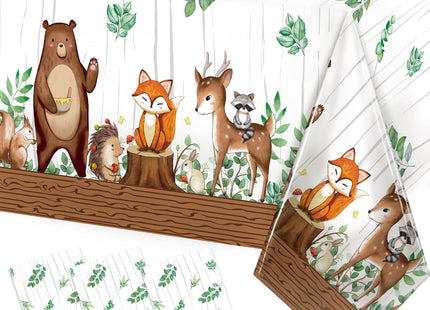 3 Pack Woodland Animal Plastic Tablecloth, Woodland Baby Shower Decorations