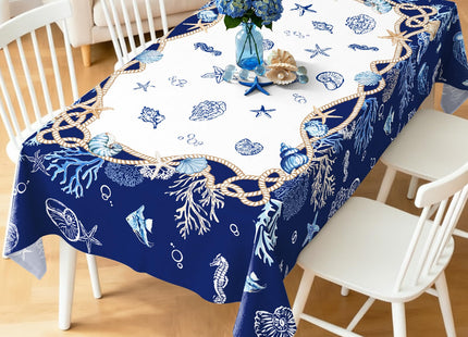 Arquiel Sea Life Tablecloth 60 x 84 Inch Rectangular, Nautical Style