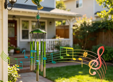 Hummingbird Wind Chimes, Outdoor Metal Wind Chimes Decor for Outside/Indoors, Home, Lawn, Porch, Patio, Gifts,Garden,Yard Decoration (Green Hummingbird)