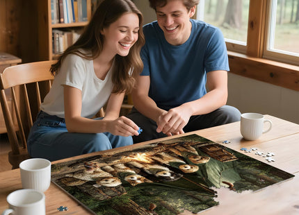 Jigsaw Puzzles 500 Pieces for Adults, Dogs Camping in Forest & Campfire