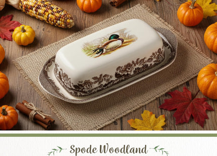 Spode Woodland Mallard Covered Butter Dish