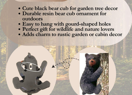 BestGiftEver Resin Black Bear Sculpture - Cub Tree-Mounted Ornament
