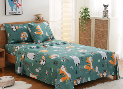 JSD Green Forest Animals Kids Twin Sheet Set 3 Piece