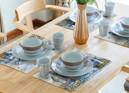 Nautical Placemats Set of, Retro Compass Lighthouse Anchor Sail Boat Ocean Theme Placemat Heat Resistant Washable Place Mats for 4 for Party Home Dining Tables Decor