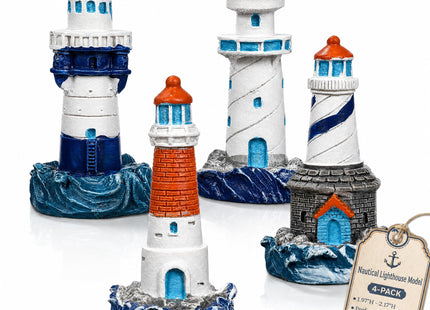 balacoo 4 Pcs Mini Lighthouse Decoration, Nautical Lighthouse Model