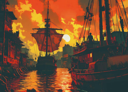 PQIKTUV Jigsaw Puzzles 1000 Pieces Sailboat at Sunset