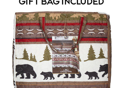 Carstens Rustic Cabin Country Bedding Set, 3-Piece Microfiber Quilt, Rustic Cabin & Lodge Stripe, King