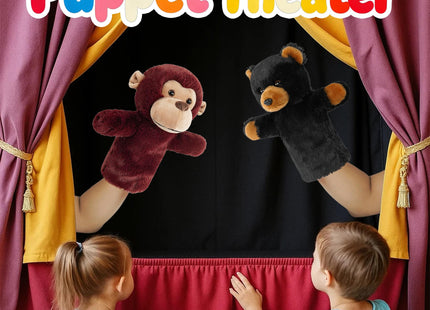 Cute Bear Hand Puppet Stuffed Plush Toddler Cute Bear Sensory Learning Toy Washable Preschool Classroom Activity Supplies Creative Imaginative Play Stuffed Animal Gift Black Bear