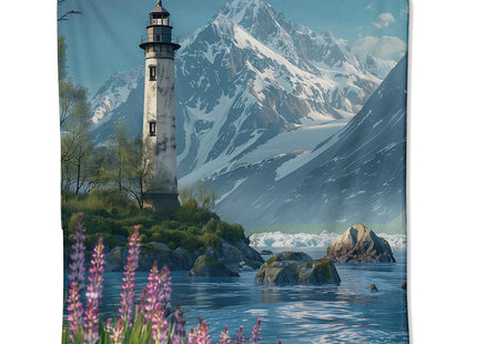 Zeleda Lighthouse Blanket,Gifts for Nature Lovers,Lightweight Flannel Throw Blankets,Realistic Mountain Lake View and Wildflower Throws Home Decor,for Couch Living Room Office,60x50inch
