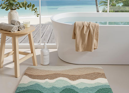 LUMI Coastal Bathroom Rug Soft Microfiber Absorbent Bath Mat 20x32