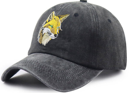 Fox Hats for Men Women, Embroidered Fox Decor Baseball Cap Black