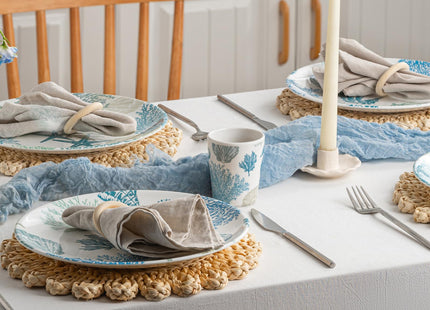 UNK U 10.5-Inch Ocean Theme Melamine Plates Set of 6, Nautical Seashell Dinner Plates, Dishwasher Safe Beach Party Plates for Coastal Dining & Special Events