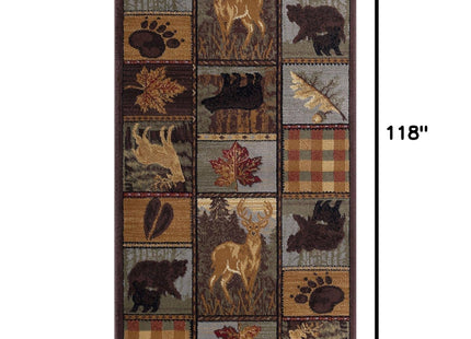 Colorblock Wildlife Multi-Color 3x10 Runner Rug for Hallway, Walkway, Entryway Kitchen - Foyer Cabin Lodge, Farmhouse Style Long Rustic Indoor Carpet
