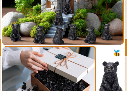Memorywuu Mini Resin Bear Figurines Bulk, 50, Black