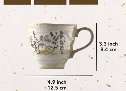 Owl Mug, Owl Coffee Mug 8.8 oz Handmade Ceramic Coffee Mug Set of 2
